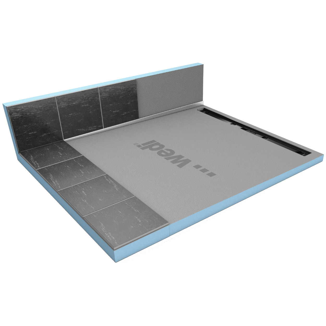 Wedi Fundo Riolito Neo / Plano Linea / Flex afschotprofiel Wand Links